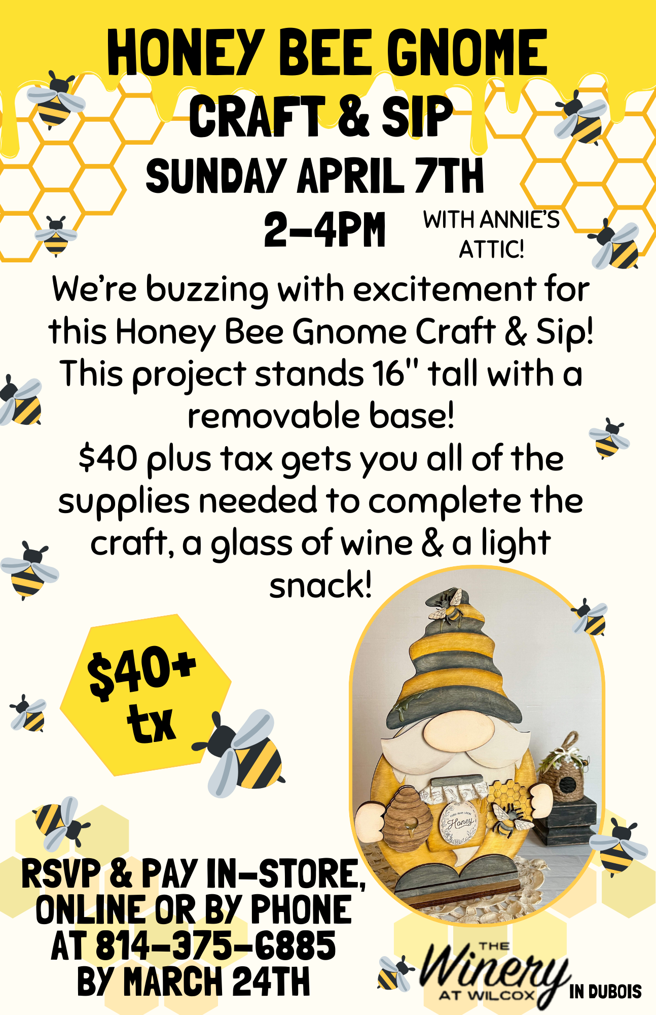 Honey Bee Gnome Craft & Sip – DuBois