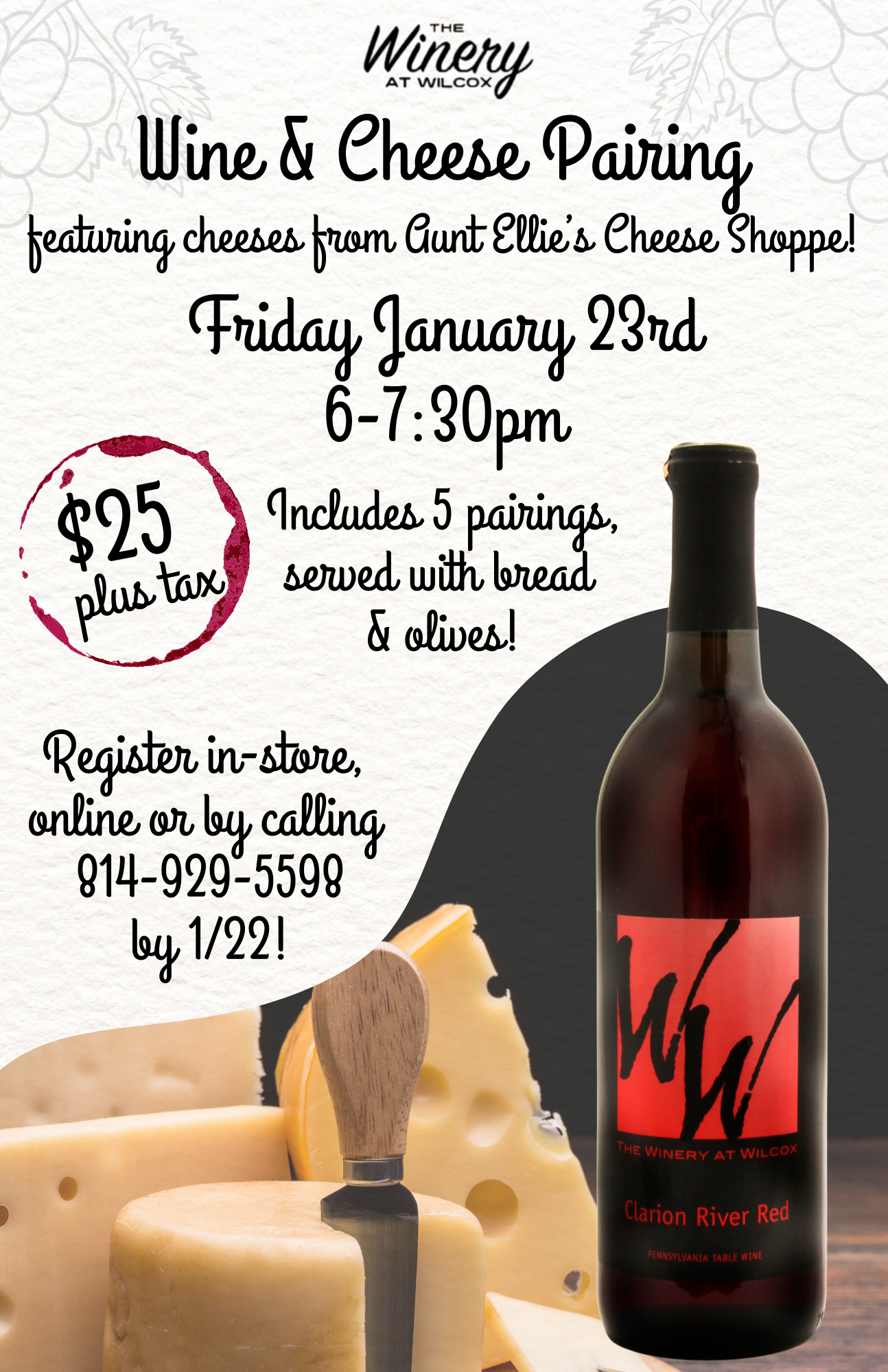 Wine & Cheese Pairing – Wilcox