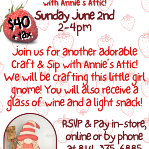 *Registration Closed* Strawberry Gnome Craft & Sip - DuBois