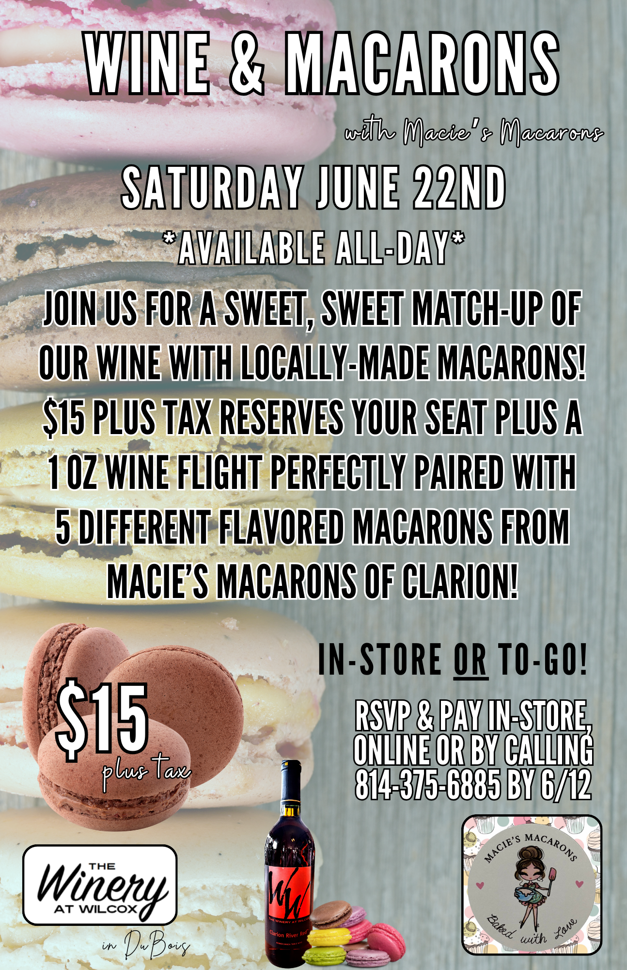 Wine & Macarons - DuBois - The Winery at Wilcox