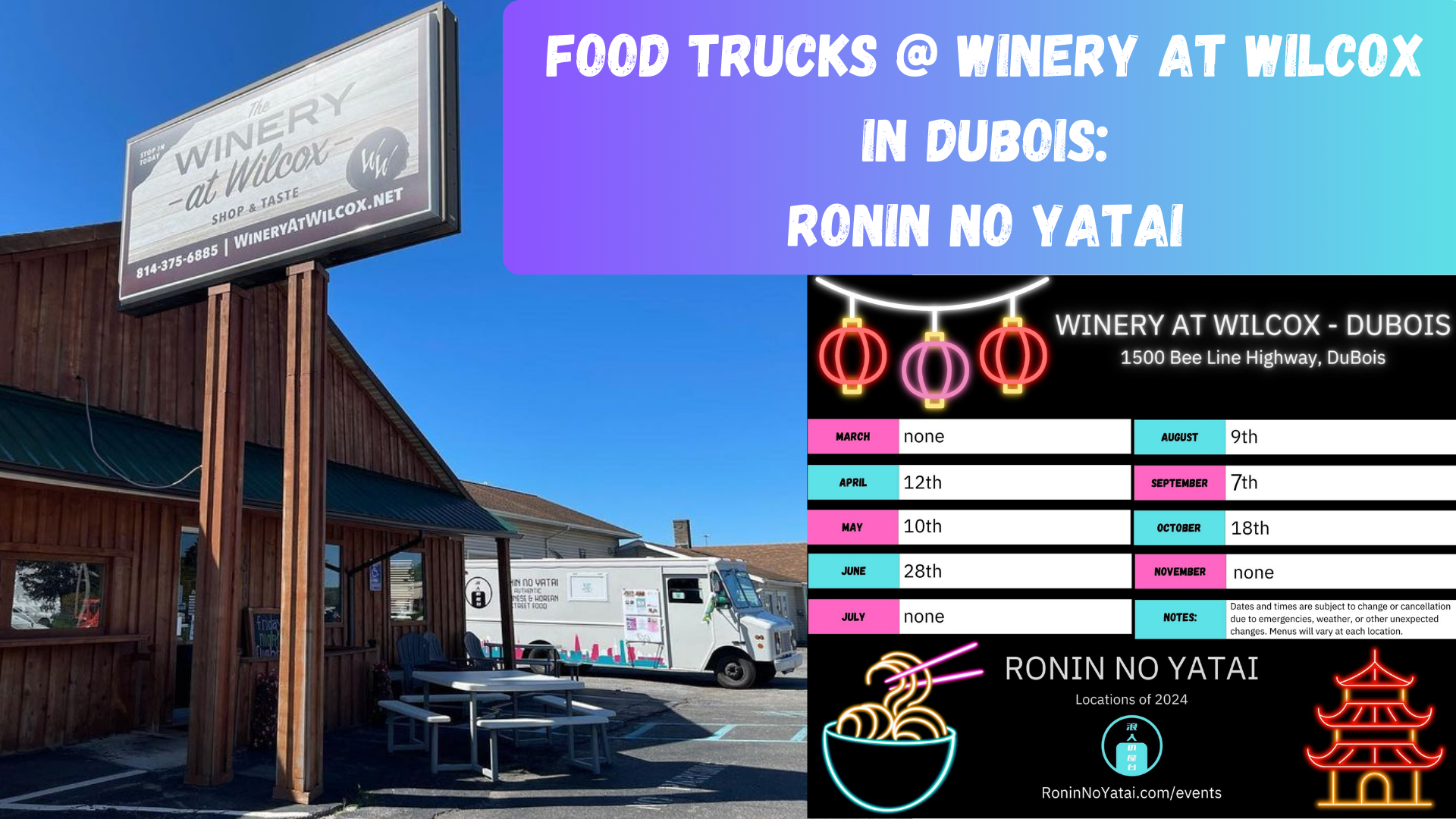 Food Trucks @ Winery at Wilcox in DuBois – Ronin no Yatai