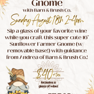 *Registration Closed* Sunflower Farmer Gnome Craft & Sip - DuBois