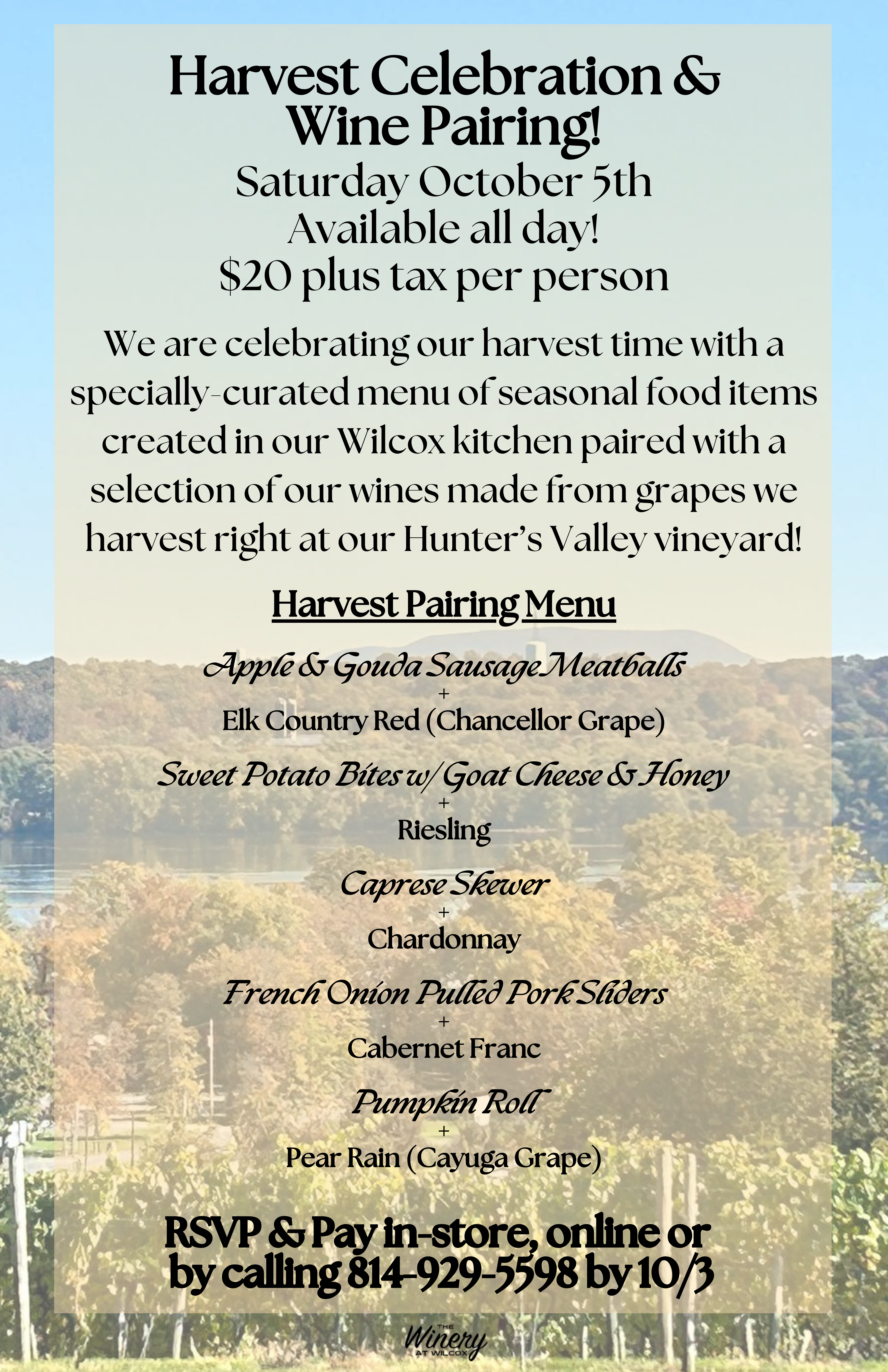 Harvest Celebration & Wine Pairing – Wilcox