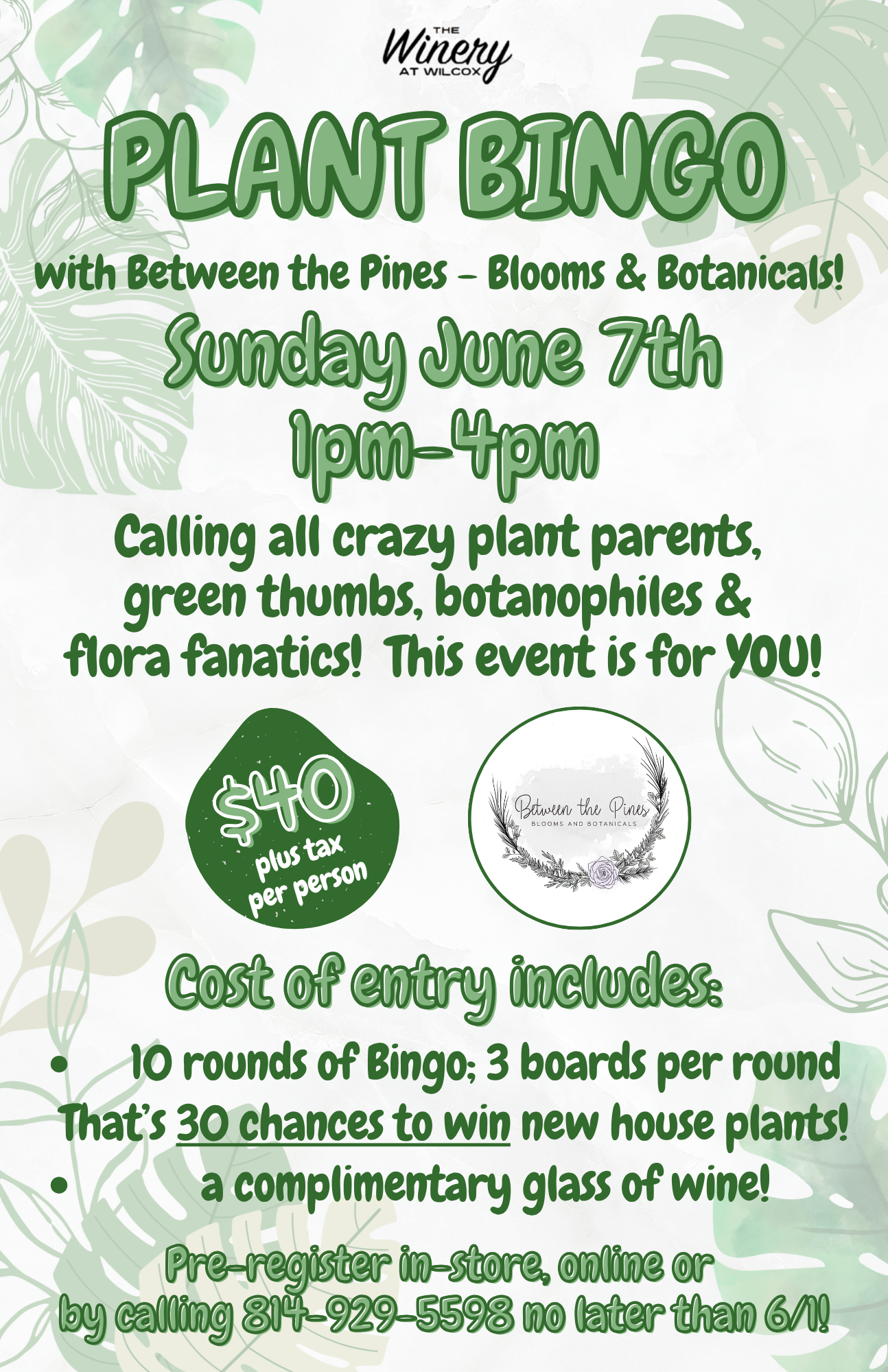 Plant Bingo w/ Between the Pines – Blooms & Botanicals – Wilcox